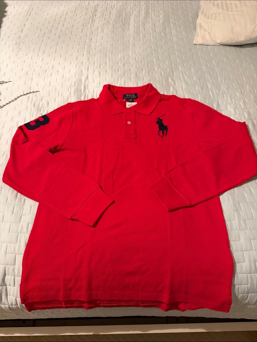 Polo by Ralph Lauren Long Sleeve Polo in Bright Red with Navy Logo - Boys 18/20